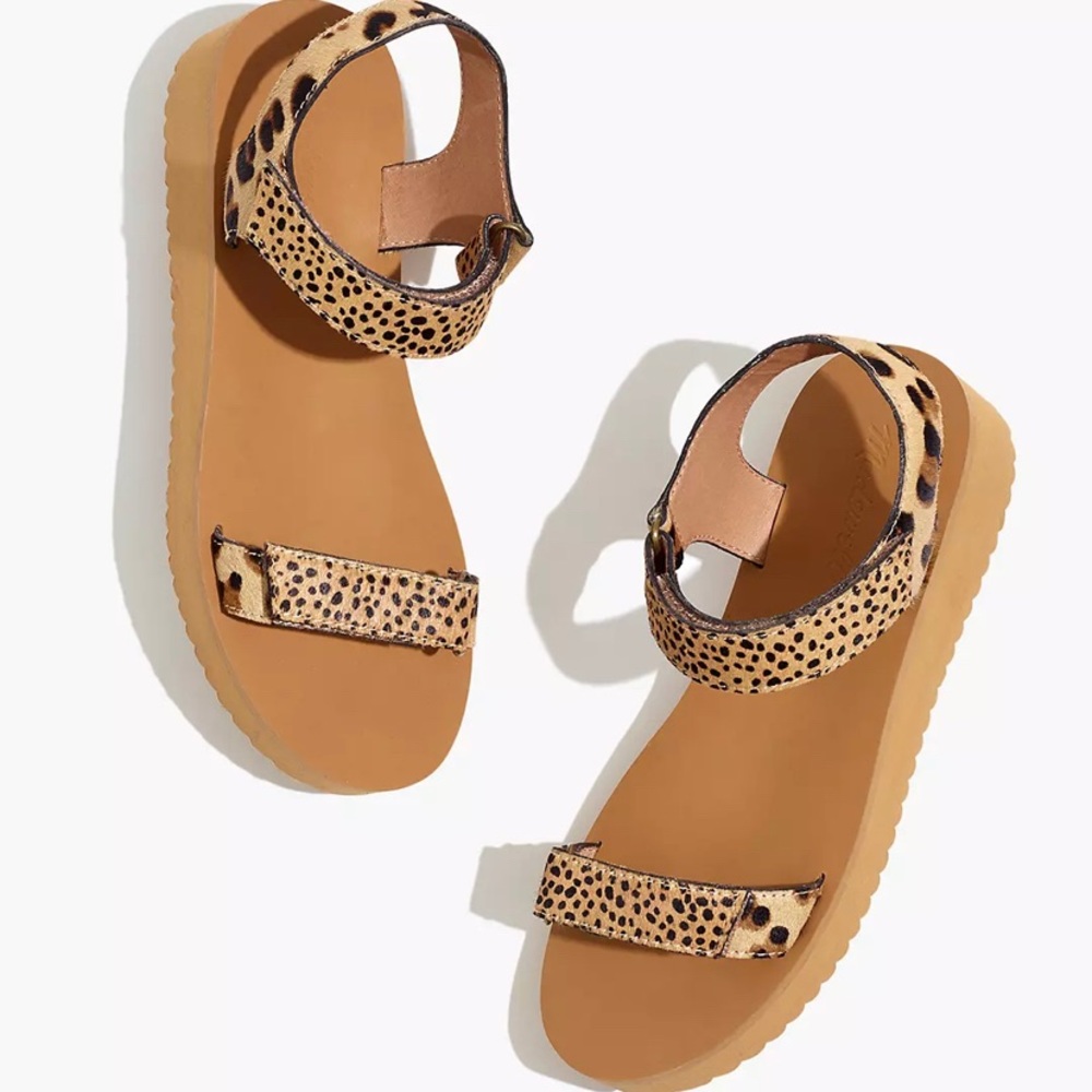 Madewell Leopard Print Ankle-Strap Sandals - Tan/Black